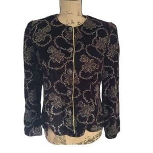 Vintage Dark Romantic Goth Purple Filigree Jacket Gold Trim